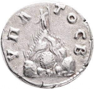CAPPADOCIA. Caesarea. Lucius Verus (AD 161-169). AR didrachm .Obv.: AYTOKP OYHPOC CЄBACTOC, bare head of Lucius Verus right. Rev.: YΠA-TOC B, Mt. Argaeus, trees growing along sides, surmounted by nude figure standing facing, globe in right hand, scepter i