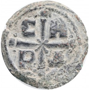 Byzantine, Romanus IV Diogenes (1068-1071 AD) Constantinople AE Follis,Obv: IC-XC / NI-KA, facing bust of Christ, nimbate, holding book of Gospels.Rev: C-R / P-Δ, Cross with globules and two pellets at each extremity, X at center.Ref.:SBV 1866; DOC 8. AE 