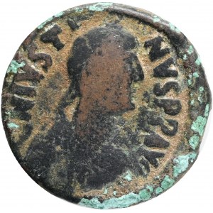 Justin I Æ 40 Nummi. Constantinople, AD 518-527. D N IVSTINVS P P AVG, diademed, draped and cuirassed bust to right / Large M; star to left and right, cross above, B below, CON in exergue. MIBE 11; DOC 8b; Sear 62. Toned , Bronze Weight 16,92g
