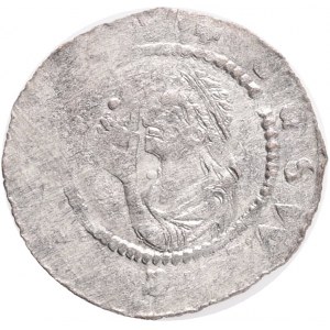 Bohemia VLADISLAUS I. 1 Denar, ND, (1120-1125), Cach#556 Var. Point above hand Billon 0,76g, 17 mm R!