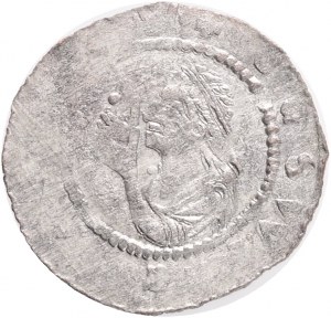 Bohemia VLADISLAUS I. 1 Denar, ND, (1120-1125), Cach#556 Var. Point above hand Billon 0,76g, 17 mm R!