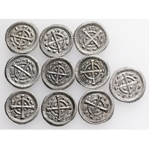 Hungary 1 Denar ND 1131-41 Béla II Lot 10 coins, ÉH#53, H#102, Ag.0,38g, 11,5mm