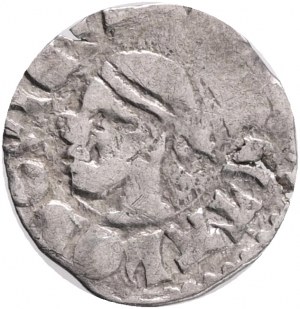 Hungary 1 Denar ( Saracenus) ND LOUIS I.(LAJOS) 1373-82, African head facing left ÉH#432, Ag. 0,43g 14mm