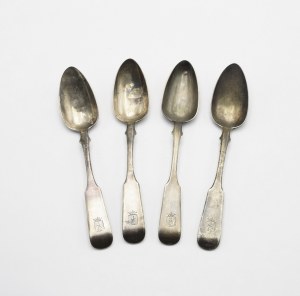 Johann Friedrik AKERBLOM (active 1823-1839), Set: 4 soup spoons with the coat of arms of Prussia II (Wilczekosy)