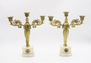 Pair of 3-candelabra candelabras in empire style