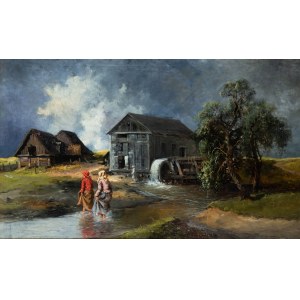 Władysław Rutkowski-Bończa (1842 Fortezza di Modlin presso Nowy Dwór Mazowiecki - 1905 Staroźreby presso Płock), Davanti a un mulino, 1901. Płock), Davanti al mulino, 1901.