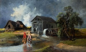Władysław Rutkowski-Bończa (1842 Twierdza Modlin k. Nowego Dworu Mazowieckiego - 1905 Staroźreby k. Płocka), Przed młynem, 1901 r.