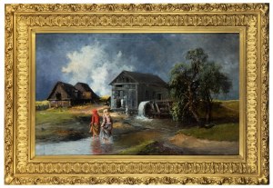 Władysław Rutkowski-Bończa (1842 Twierdza Modlin k. Nowego Dworu Mazowieckiego - 1905 Staroźreby k. Płocka), Przed młynem, 1901 r.