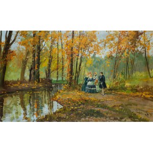Leonard Winterowski (1868 Kraków - 1927), Spotkanie w parku, 1920 r.
