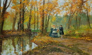 Leonard Winterowski (1868 Kraków - 1927), Spotkanie w parku, 1920 r.