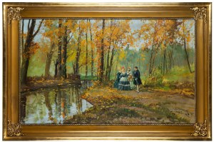 Leonard Winterowski (1868 Kraków - 1927), Spotkanie w parku, 1920 r.