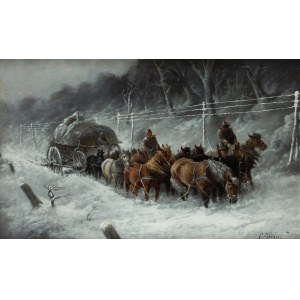Adolf Baumgartner (1850-1924), Pejzaż zimowy z zaprzęgiem konnym