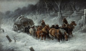 Adolf Baumgartner (1850-1924), Pejzaż zimowy z zaprzęgiem konnym