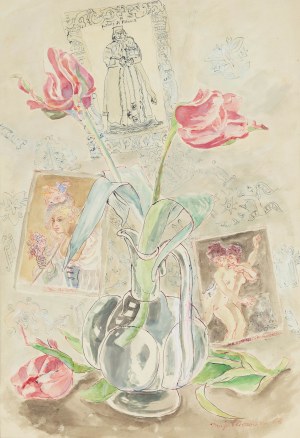 Maja Berezowska (1893 Baranowicze - 1978 Warszawa), Kompozycja z tulipanami, 1966 r.