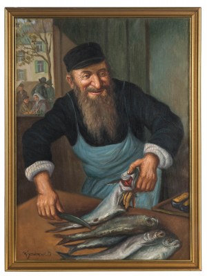 Konstanty Szewczenko (1910 Warszawa-1991 tamże), Żyd na targu rybnym
