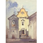 Wiktor Zin (1925 Hrubieszów - 2007 Rzeszów), Kościół z dzwonnicą wolnostojącą