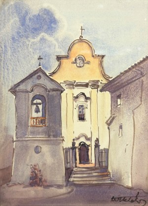Wiktor Zin (1925 Hrubieszów - 2007 Rzeszów), Kościół z dzwonnicą wolnostojącą