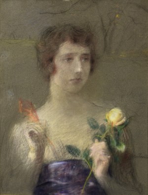 Teodor AXENTOWICZ (1859-1938), Kobieta z różą