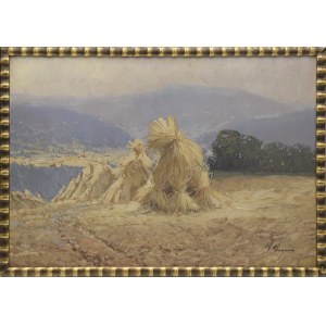 Antonin AUGUSTA (1891-1940), Landscape with sheaves