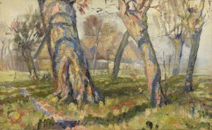 Painter unspecified, 20th century, Rural landscape with cottages