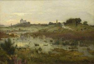 Alexandre NOZAL (1852-1929), Landscape with buildings in the background, 1916