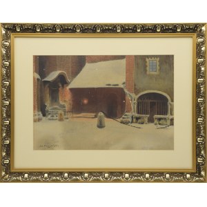 Stanisław Ignacy Poraj FABIJAŃSKI (1865-1947), In front of the Church of Saint Barbara in Cracow