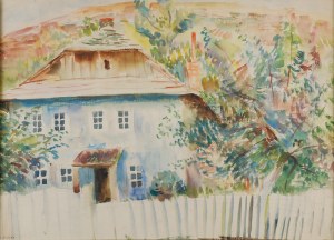Natan KORZEŃ (1895-1941), Pejzaż z domem [w Kazimierzu Dolnym?]