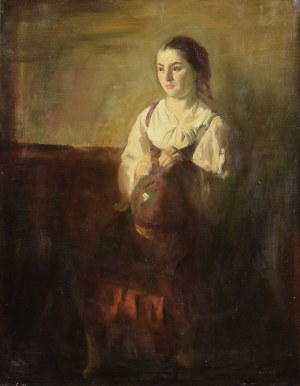 Unbestimmter Maler, 20. Jahrhundert, in der Art der Malerei des 19. Jahrhunderts, Mädchen mit einem Krug