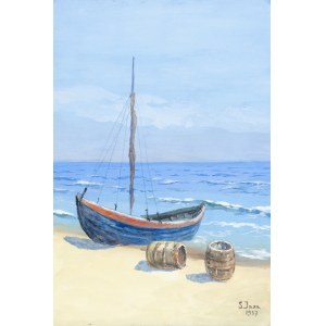 Soter August JAXA-MAŁACHOWSKI (1867-1952), Łódź na brzegu Bałtyku, 1937