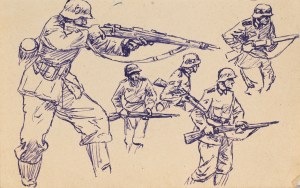 Ludwik MACIĄG (1920-2007), Szkice z wojny: żołnierze niemieccy