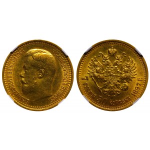 Russian Empire, 7,5 Roubles, 1897 year, (AG), NGC, MS 61