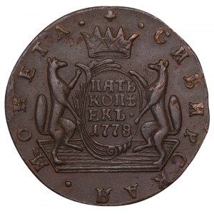 Ruské impérium, Sibiř, 5 kopějek, rok 1778, KM