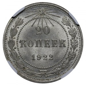 Soviet Union, 20 Kopecks, 1922 year, NGC, MS 65