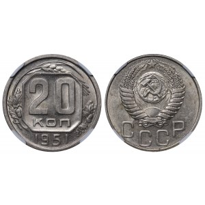 Soviet Union, 20 Kopecks, 1951 year, NGC, MS 62