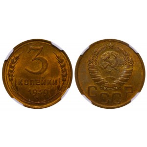 Soviet Union, 3 Kopecks, 1939 year, NGC, MS 64