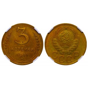 Soviet Union, 3 Kopecks, 1941 year, NGC, MS 62