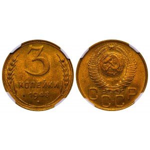 Soviet Union, 3 Kopecks, 1948 year, NGC, MS 65