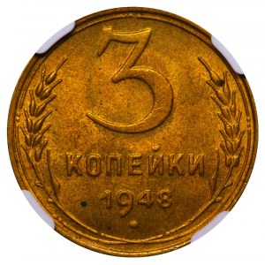 Soviet Union, 3 Kopecks, 1948 year, NGC, MS 65