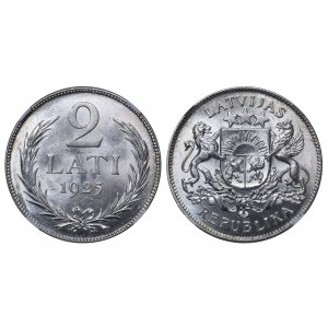 Latvia, 2 Lati, 1925 year, NGC, MS 63