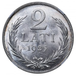 Latvia, 2 Lati, 1925 year, NGC, MS 63