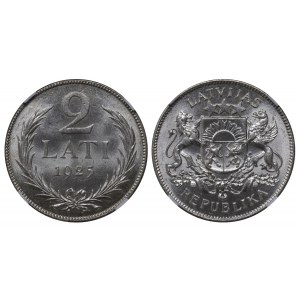 Latvia, 2 Lati, 1925 year, NGC, MS 65