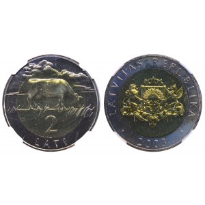 Łotwa, 2 Lati, 2003 rok, NGC, MS 67