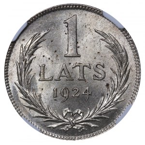 Lotyšsko, 1 lats, rok 1924, NGC, MS 64