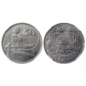 Latvia, 50 Santimu, 1922 year, NGC, MS 63