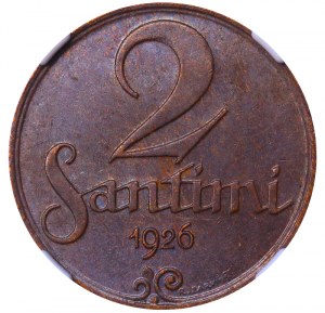 Latvia, 2 Santimi, 1926 year, NGC, MS 63 BN