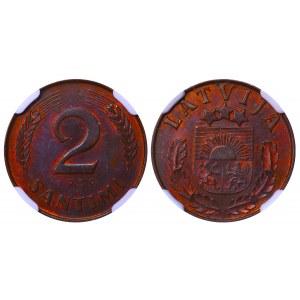 Latvia, 2 Santimi, 1939 year, NGC, MS 64 BN