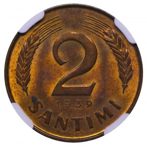 Latvia, 2 Santimi, 1939 year, NGC, MS 63 RB