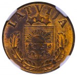 Latvia, 2 Santimi, 1939 year, NGC, MS 63 RB