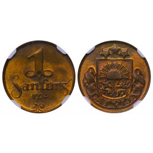 Latvia, 1 Santims, 1924 year, NGC, MS 64 RB