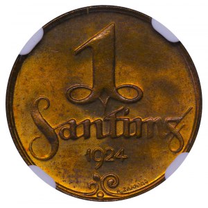 Latvia, 1 Santims, 1924 year, NGC, MS 64 RB